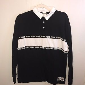 Pink Victoria’sSecret Long Sleeve Polo Rugby Shirt